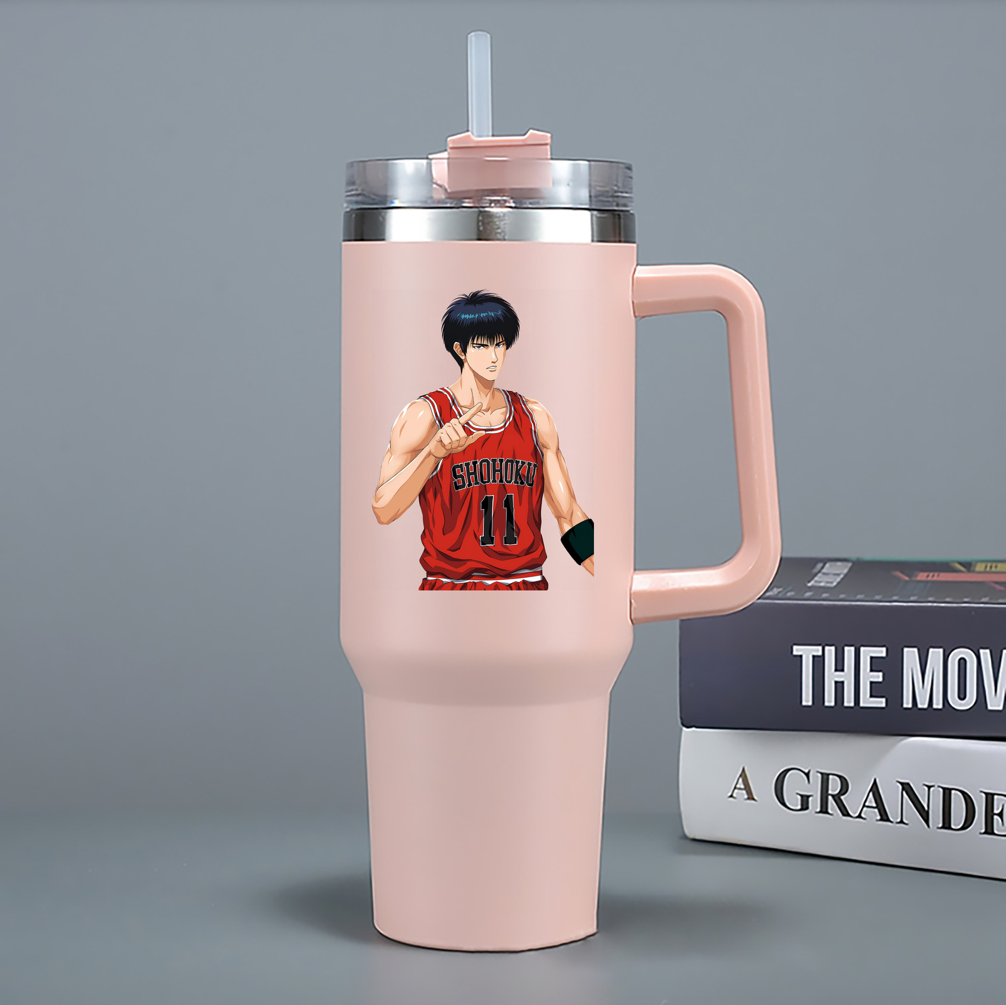 （画像用） SLAM DUNK／スラムダンク 1200mL車用タンブラー - クリスタルステッカー（プラスチックストロー付き）